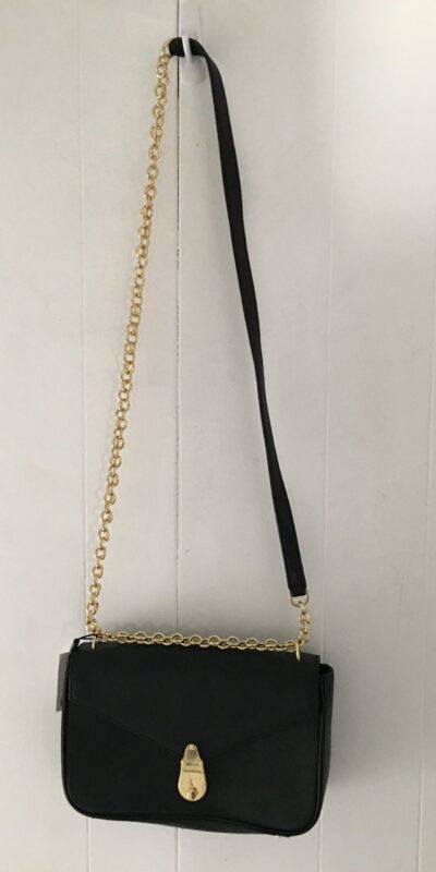 Calvin Klein Lock Leather Crossbody Bag – Black/Gold