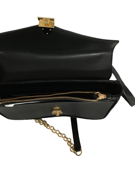 Calvin Klein Lock Leather Crossbody Bag – Black/Gold - Image 4