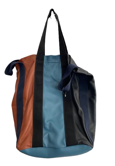 Authentic Marni Stylish Leather Tote Bag - Blue, Rock, Black