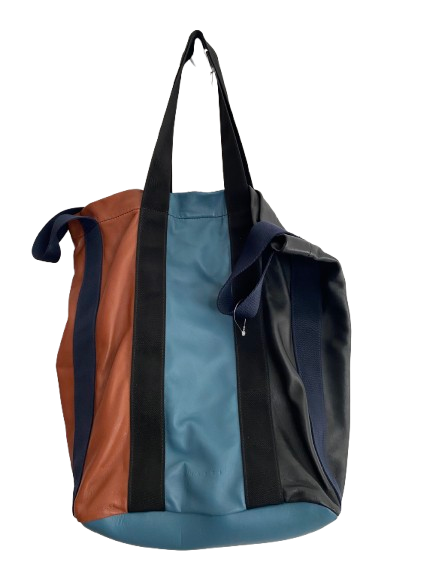 Authentic Marni Leather Tote Bag - Blue, Rock, Black