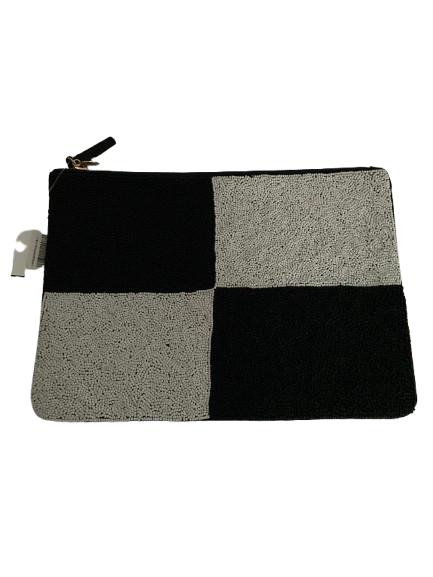 Clare V. Los Angeles Foldable Beaded Mini Purse - Black & White