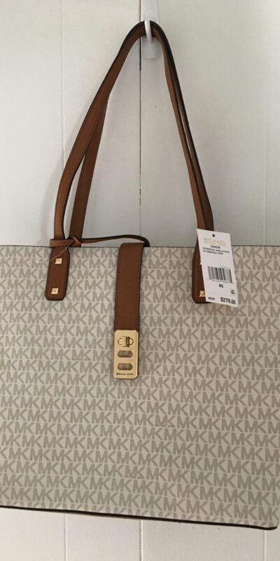 MICHAEL Michael Kors Vanilla/Acorn Karson Carry All Tote – Large