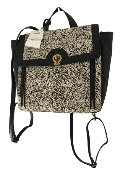 Fossil Amelia Calf Hair Backpack – Black/White Cheetah/Gold