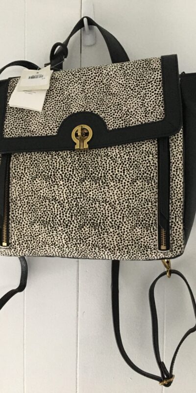 Fossil Amelia Calf Hair Backpack – Black/White Cheetah/Gold