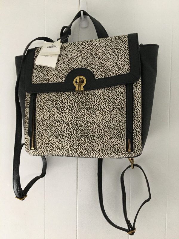 Fossil Amelia Calf Hair Backpack – Black/White Cheetah/Gold