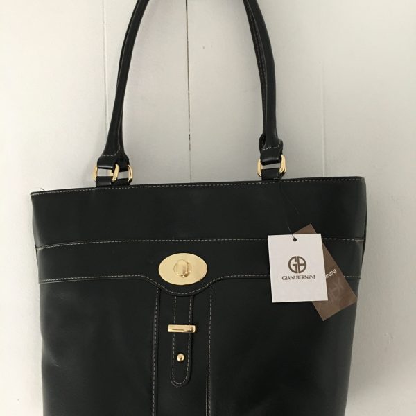 Giani Bernini Turn-Lock Glazed Tote – Black