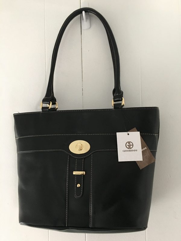 Giani Bernini Turn-Lock Glazed Tote – Black