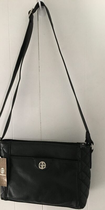 Giani Bernini Pebble Leather Tassel Crossbody – Black/Gold