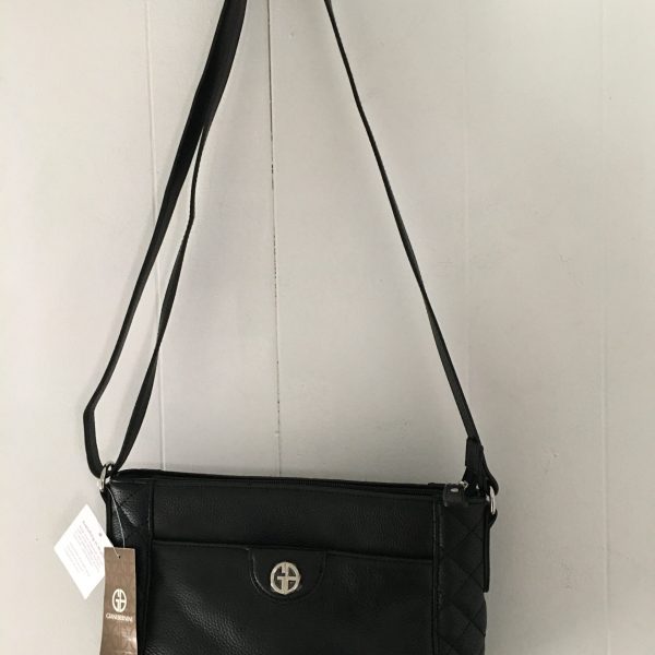 Giani Bernini Pebble Leather Tassel Crossbody – Black/Gold