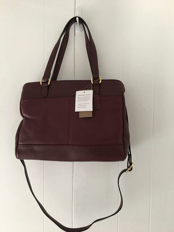 Giani Bernini Bridle Leather Tote – Wine/Gold - Image 2