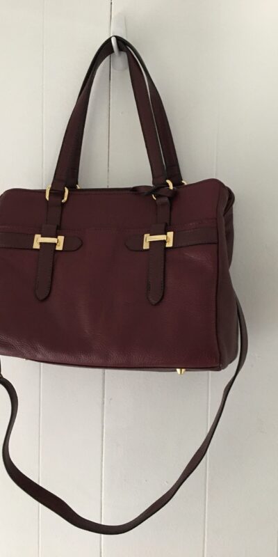 Giani Bernini Bridle Leather Tote – Wine/Gold