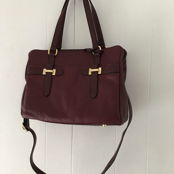 Giani Bernini Bridle Leather Tote – Wine/Gold