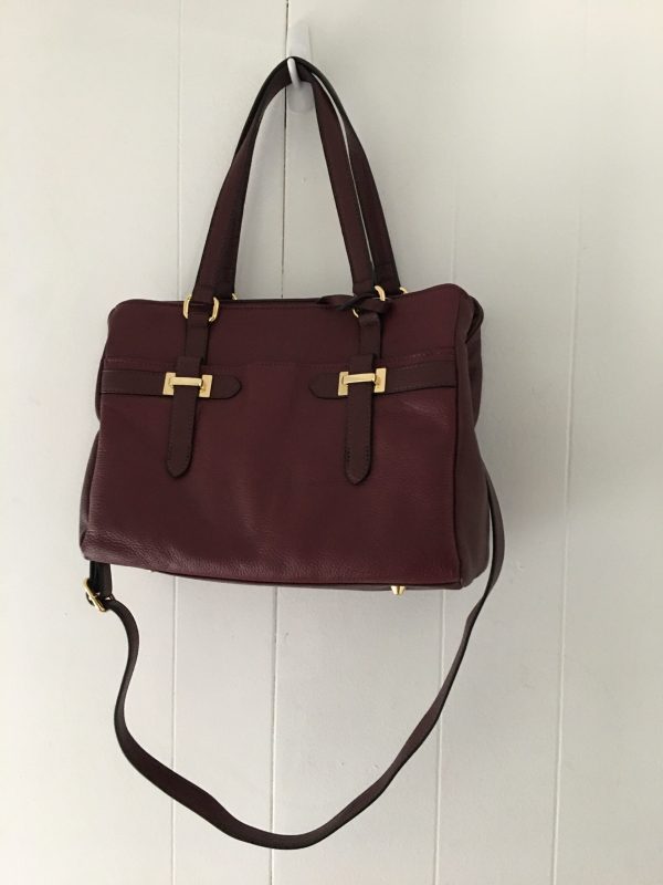 Giani Bernini Bridle Leather Tote – Wine/Gold