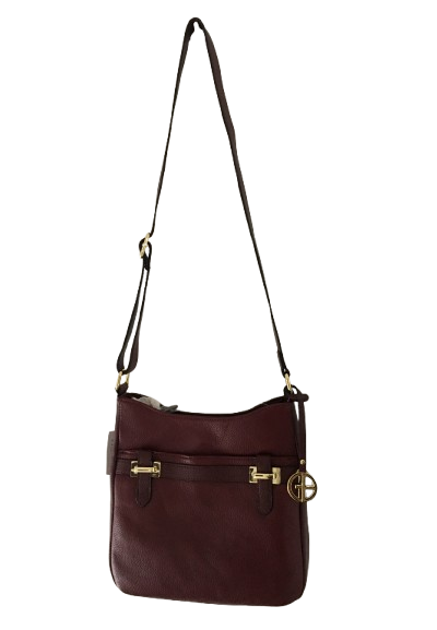 Giani Bernini Bridle Leather Crossbody – Wine/Gold