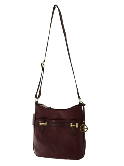 Giani Bernini Bridle Leather Crossbody – Wine/Gold