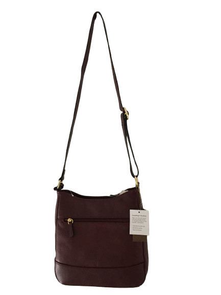 Giani Bernini Bridle Leather Crossbody – Wine/Gold - Image 2
