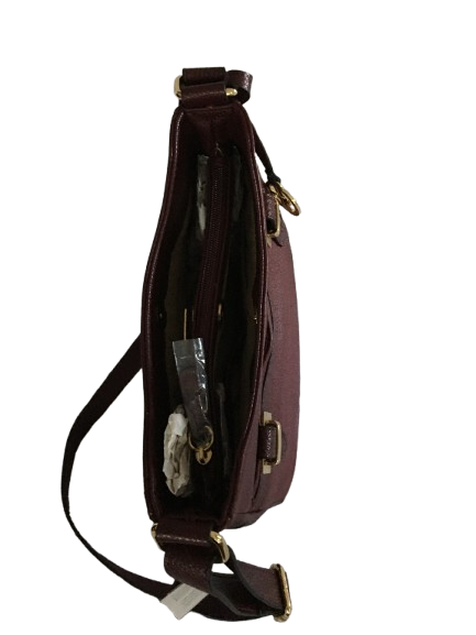 Giani Bernini Bridle Leather Crossbody – Wine/Gold - Image 3
