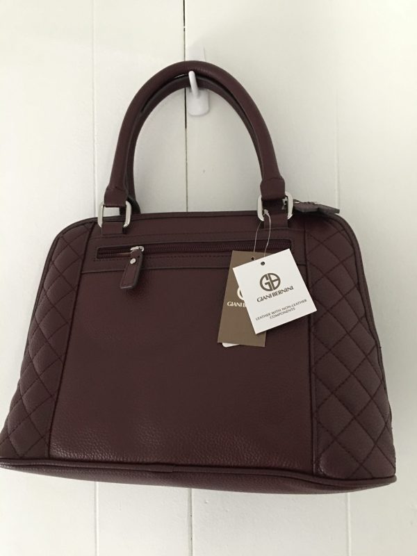 Giani Bernini Quilted Dome Satchel – Wine/Silver - Image 2