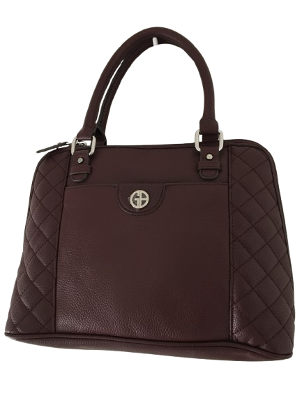 Giani Bernini Quilted Dome Satchel – Wine/Silver