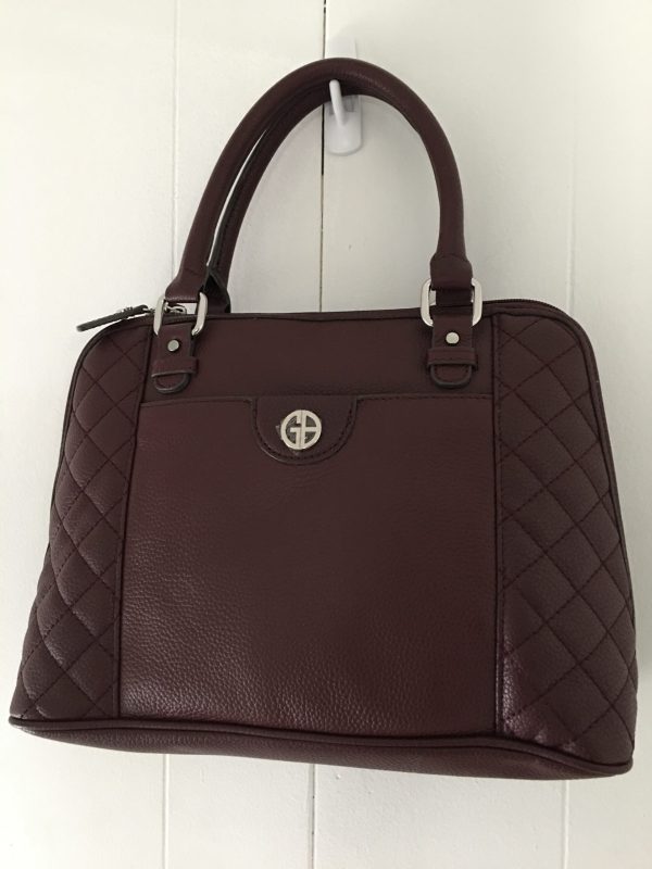 Giani Bernini Quilted Dome Satchel – Wine/Silver