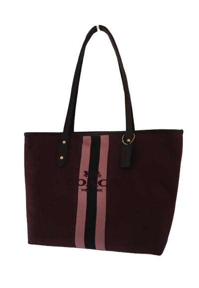 Coach Horse and Carriage Jacquard City Tote - (Oxblood/Gold)