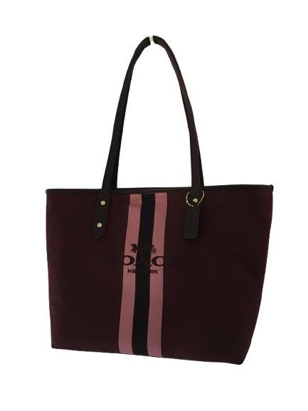 Coach Horse and Carriage Jacquard City Tote - (Oxblood/Gold)