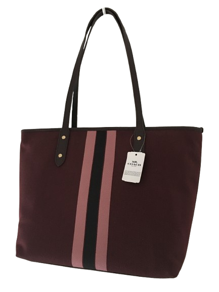 Coach Horse and Carriage Jacquard City Tote - (Oxblood/Gold) - Image 2