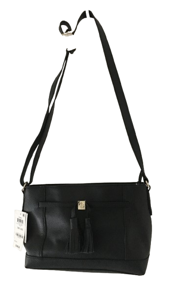 Giani Bernini Pebble Leather Tassel Crossbody – Black/Gold