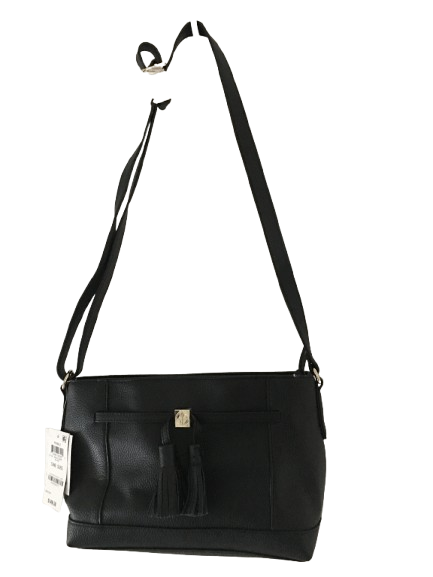 Giani Bernini Pebble Leather Tassel Crossbody – Black/Gold