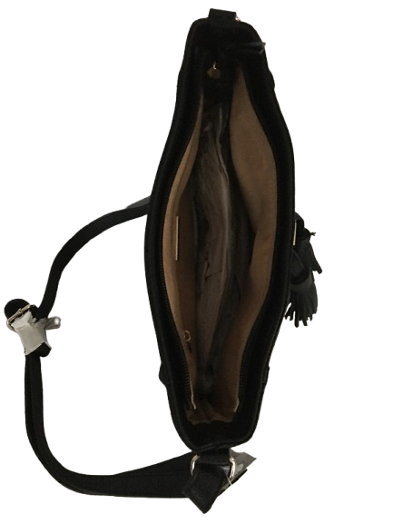 Giani Bernini Pebble Leather Tassel Crossbody – Black/Gold - Image 4