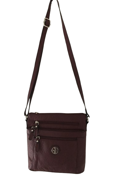 Giani Bernini Triple-Zip Pebble Leather Dasher Crossbody - Sangria/Wine