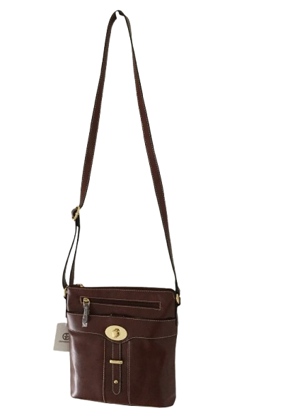 Giani Bernini Turn-Lock Glazed Crossbody - Tobacco/Gold