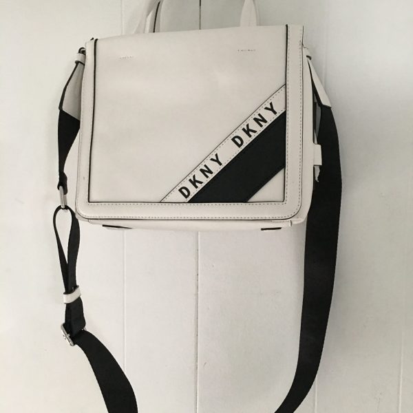 DKNY Small White Handbag with Front Print, White