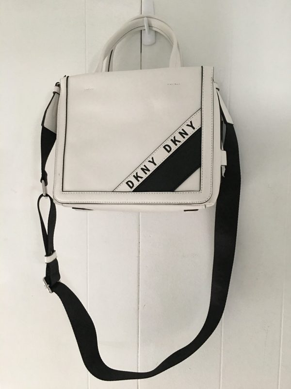 DKNY Small White Handbag with Front Print, White