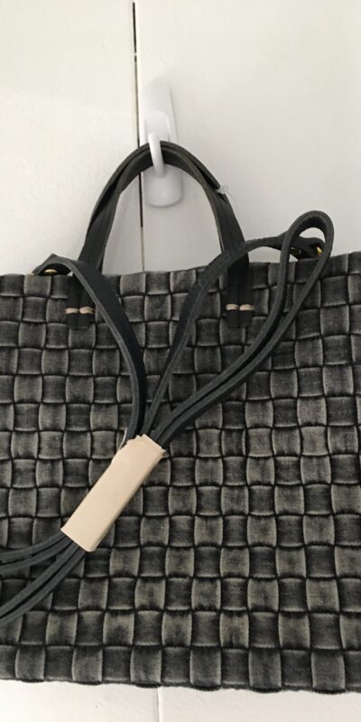 Clare V. Black Denim Basket Small Handbag