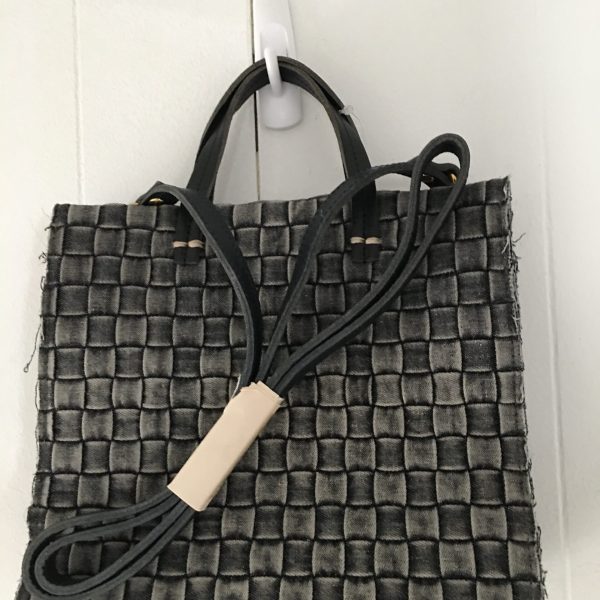 Clare V. Black Denim Basket Small Handbag