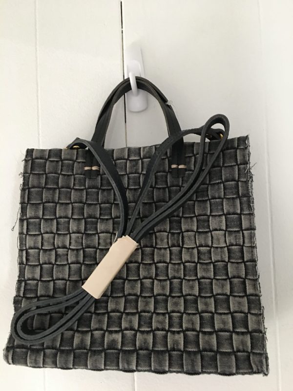 Clare V. Black Denim Basket Small Handbag