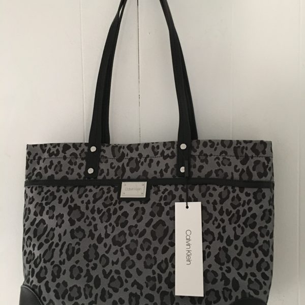 Calvin Klein Teodora Leopard Tote – Grey/Silver