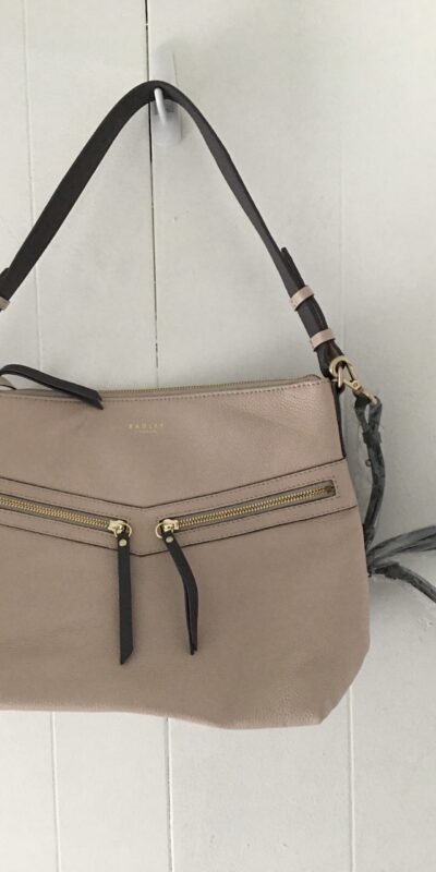 Radley London Smith Street Leather Zip-Top Shoulder Bag – Dove Grey/Gold