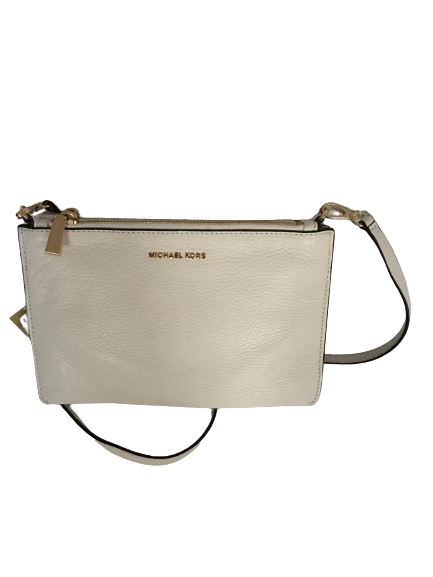Michael Michael Kors Pebble Leather Double Pouch Crossbody – Optic White/Gold