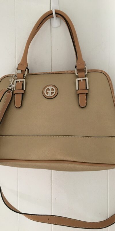 Giani Bernini Saffiano Dome Faux Leather Satchel Bag Handbag – Champagne