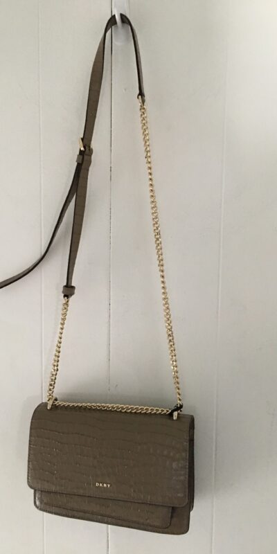 Dkny Bryant Croco Leather Chain Flap Crossbody – Dune/Gold