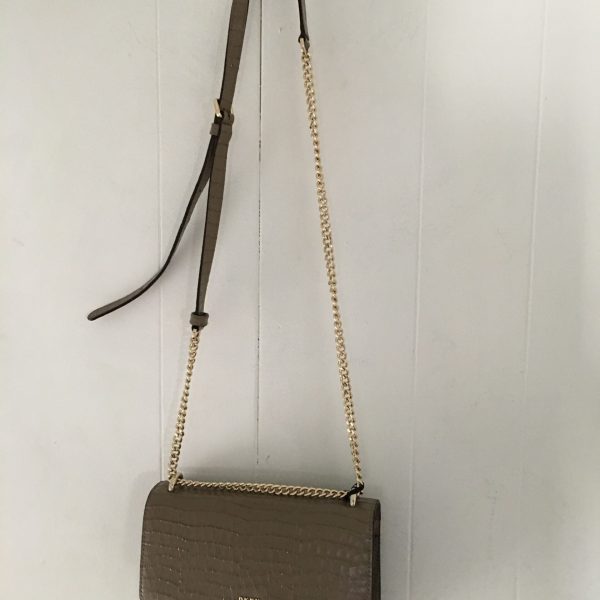 Dkny Bryant Croco Leather Chain Flap Crossbody – Dune/Gold