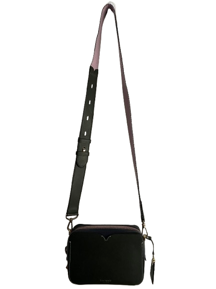 Kate Spade New York Handcrafted Crossbody Soft Leather Bag – Black, Pink