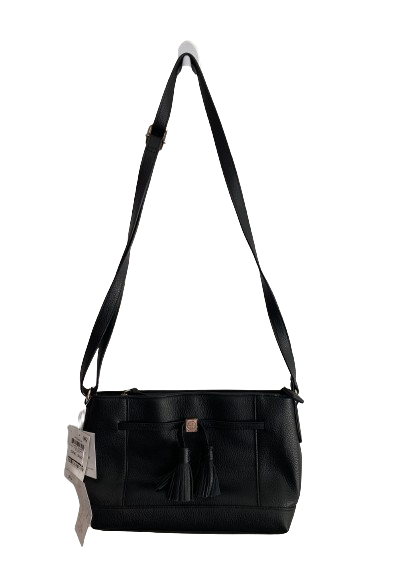 Giani Bernini Crossbody Black Pebble Leather Tassel Adjustable Strap