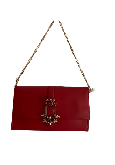 Michael Kors Leather Clutch Crossbody Purse – Bright Red