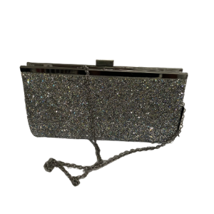 Inc Women’s Lexy Rhinestone Faux Leather Chain Strap Clutch Handbag – Silver