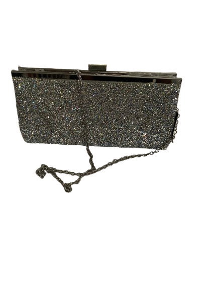 Inc Women’s Lexy Rhinestone Faux Leather Chain Strap Clutch Handbag – Silver
