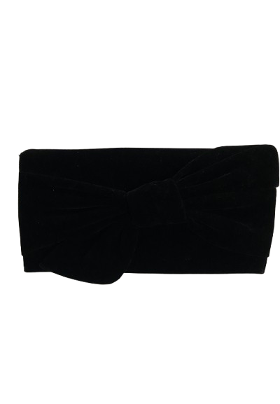 INC Women’s Leather Bow Chain Strap Clutch Purse – Black Velvet