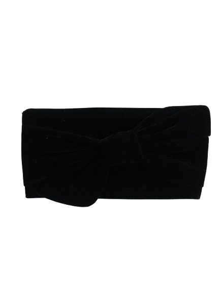 INC Women’s Leather Bow Chain Strap Clutch Purse – Black Velvet